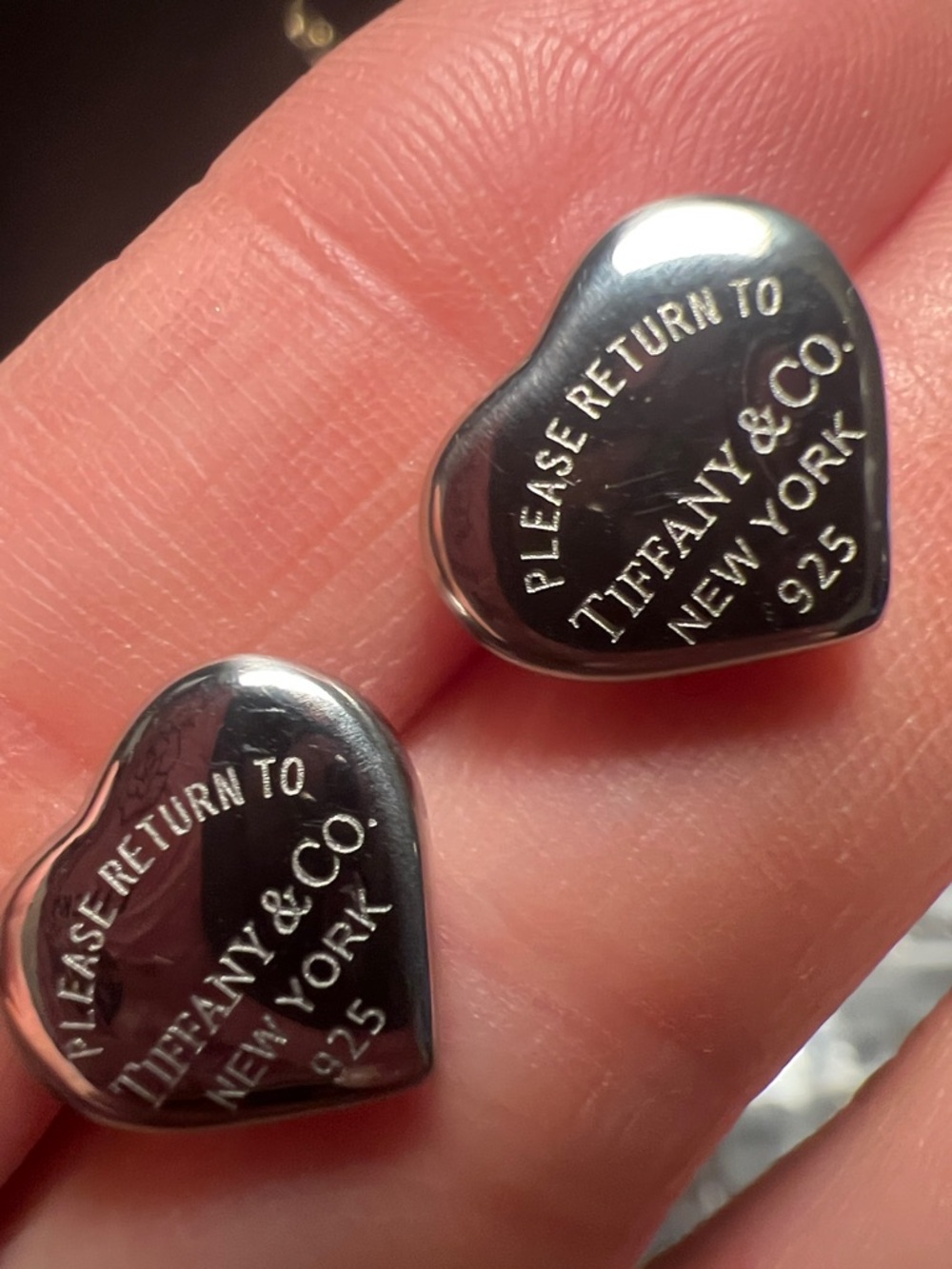 Silver Heart Stud Earrings - Picture 2 of 2